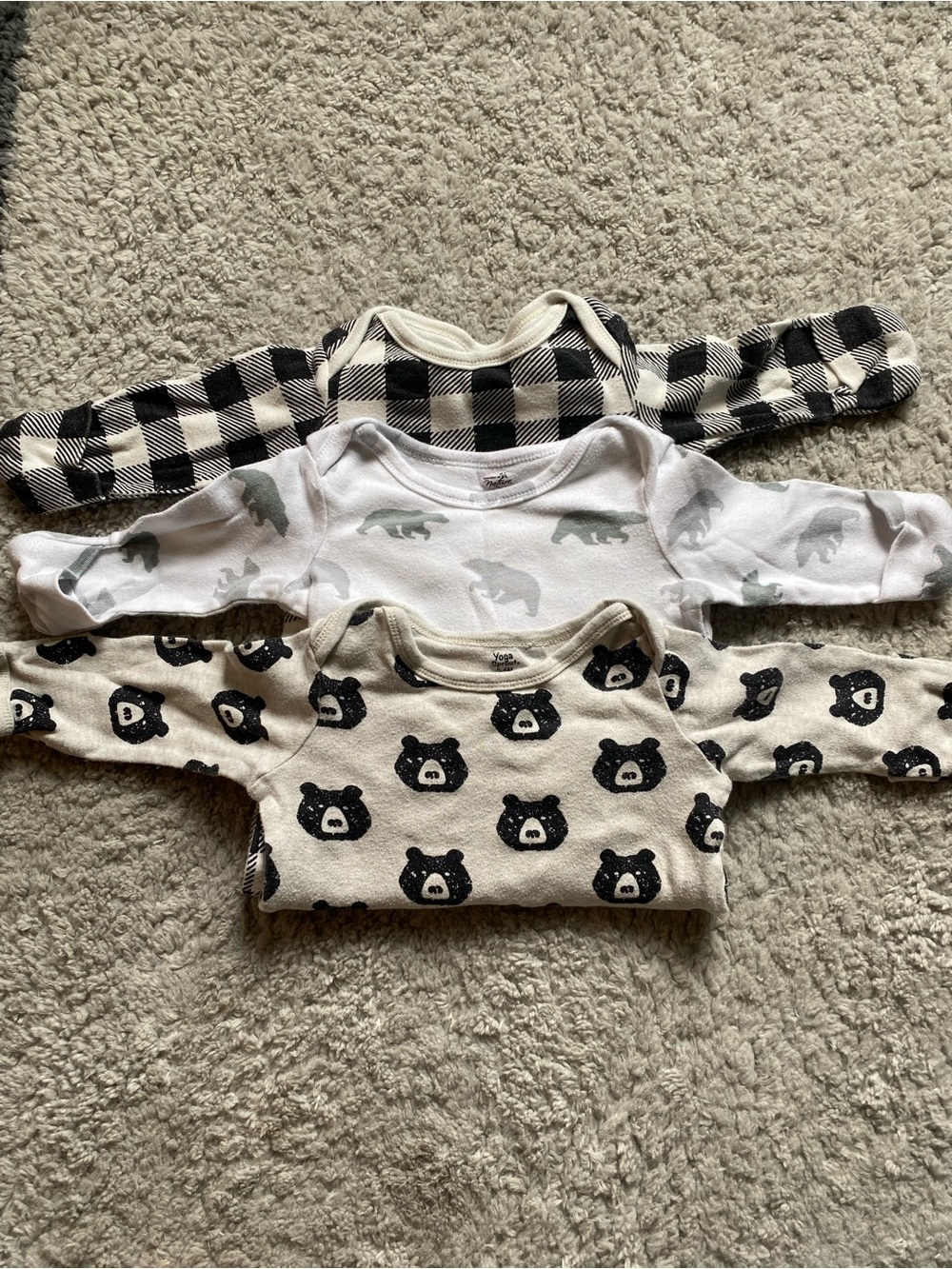 Neutral Bear & Plaid Long-Sleeve Baby sleep sack